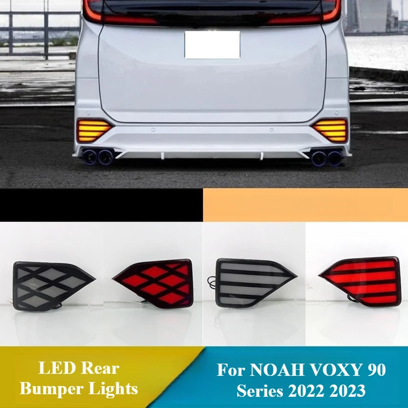 

Для NOAH VOXY 90 Series 2022 2023 2 шт. светодиодный фонарь заднего бампера, отражатель DRL, противотуманная фара, динамический поворот, Singal, стоп-сигнал, 12 В, дневные фонари