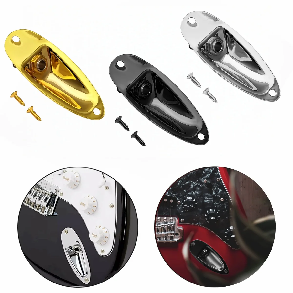 Entrada de guitarra, placa de enchufe, salida cargada, estilo barco, 1/4 pulgadas con tornillos/para guitarra eléctrica Fender Stratocaster Strat St Mono