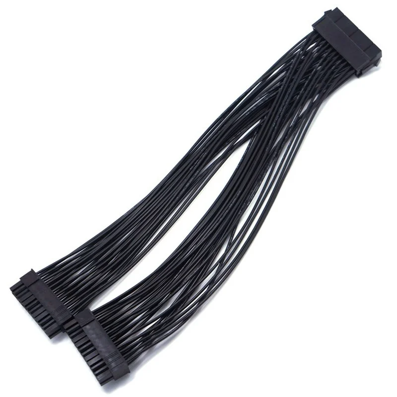 32cm ATX 24Pin 1 To 2 Port Power Supply Extension Cable PSU Male To Female Splitter 24PIN Extension Cable