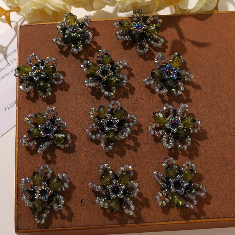 Shoe Charm 1 Piece Crystal Beaded Flower Cluster Side Clip DIY Unique Edgy for Clear Jelly Clogs Princess Style Crocs Shoes
