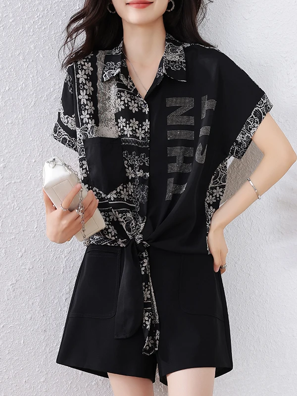 เสื้อยืดแฟชั่นประดับเพชรหรือเสื้อยืดผู้หญิงรุ่นใหม่ปี 2025 สีสันหลากหลาย สไตล์ลำลอง ทรงหลวม