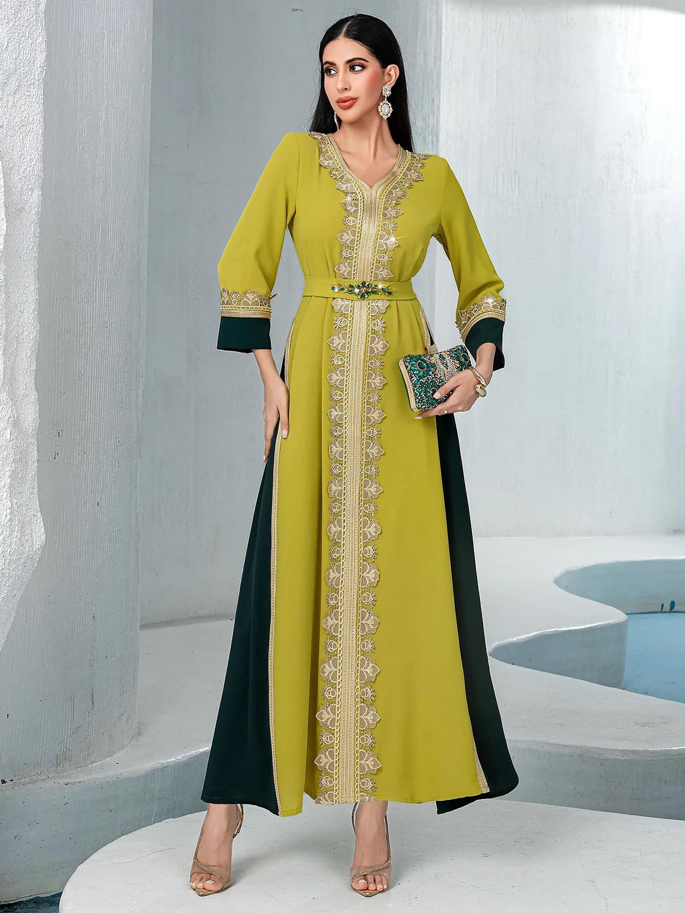 

Eid Dress for Women Abaya Embroidery Dubai Vestidos Largos Party Long Dresses Muslim Caftan Robe Jalabiya Ramadan Kaftan Islam