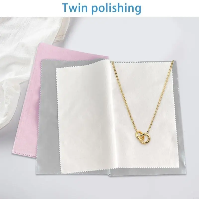 Silver Cleaning Cloth Double Sided Jewelry Polishing Cloth Reusable Polishing Cloths for Coins Watches and Cutlery