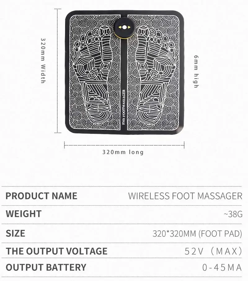 English Version Electric Foot Massager TENS Massage Pad Terahertz Mat Electric Vibrating Stimulator