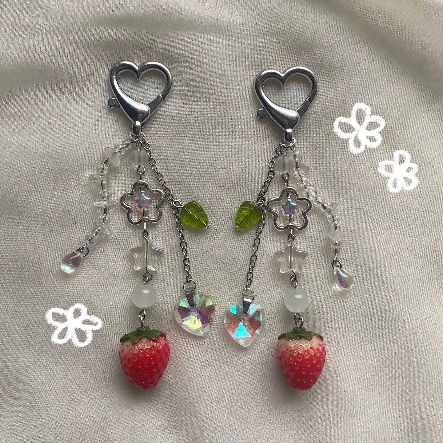 ADORABLE  nana-inspired handmade cottagecore strawberry keychain phone charm