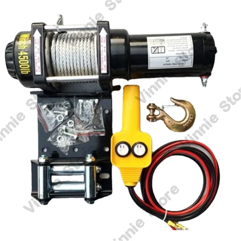 12V 24V Vehicle Self-rescue Off-road Winch2000 Lbs 3000lbs Off-road Vehicle Winch  Electric Winch for Vehicle Crane 2000 Lbs