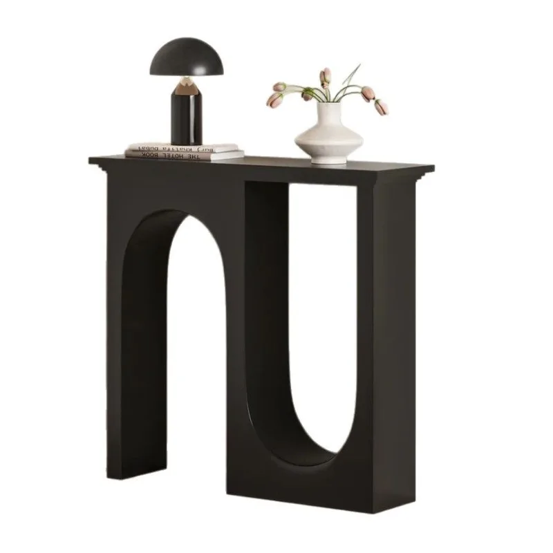 

French porch table cabinet art minimalist black decorative cabinet corridor wall double arched frame partition