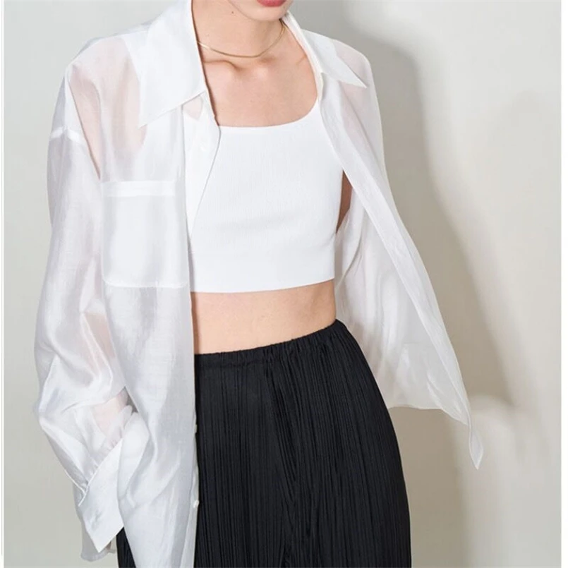 

Vintage Elegant Office Ladies Solid Thin Shirts 2026 New Fashion Women Loose Blouses Long Sleeve Lyocell Soft Breathable Tops