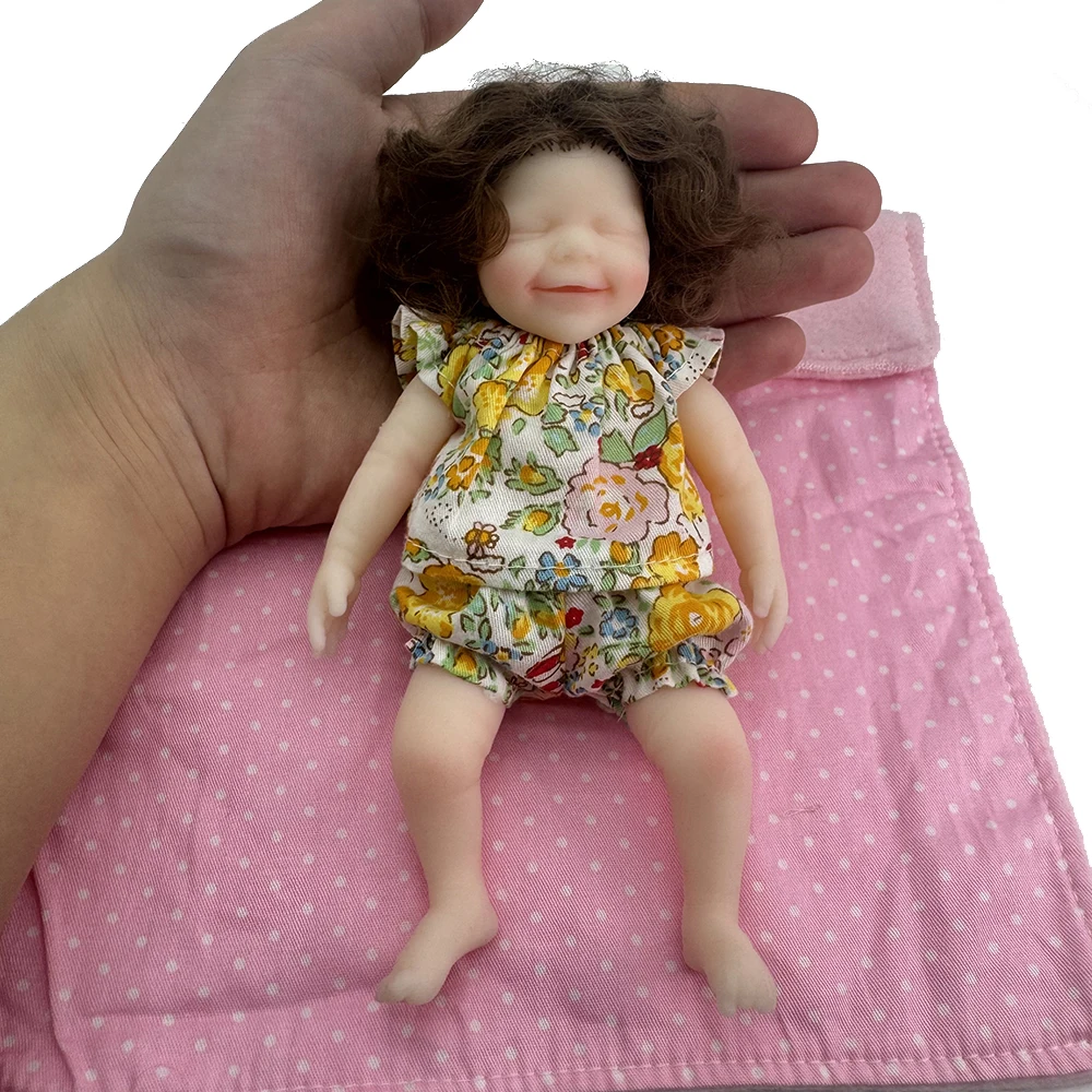 Full Body Soft Silicone Reborn Baby Doll, Realista Mini Boneca Recém-nascida, Presentes para Crianças, 16cm