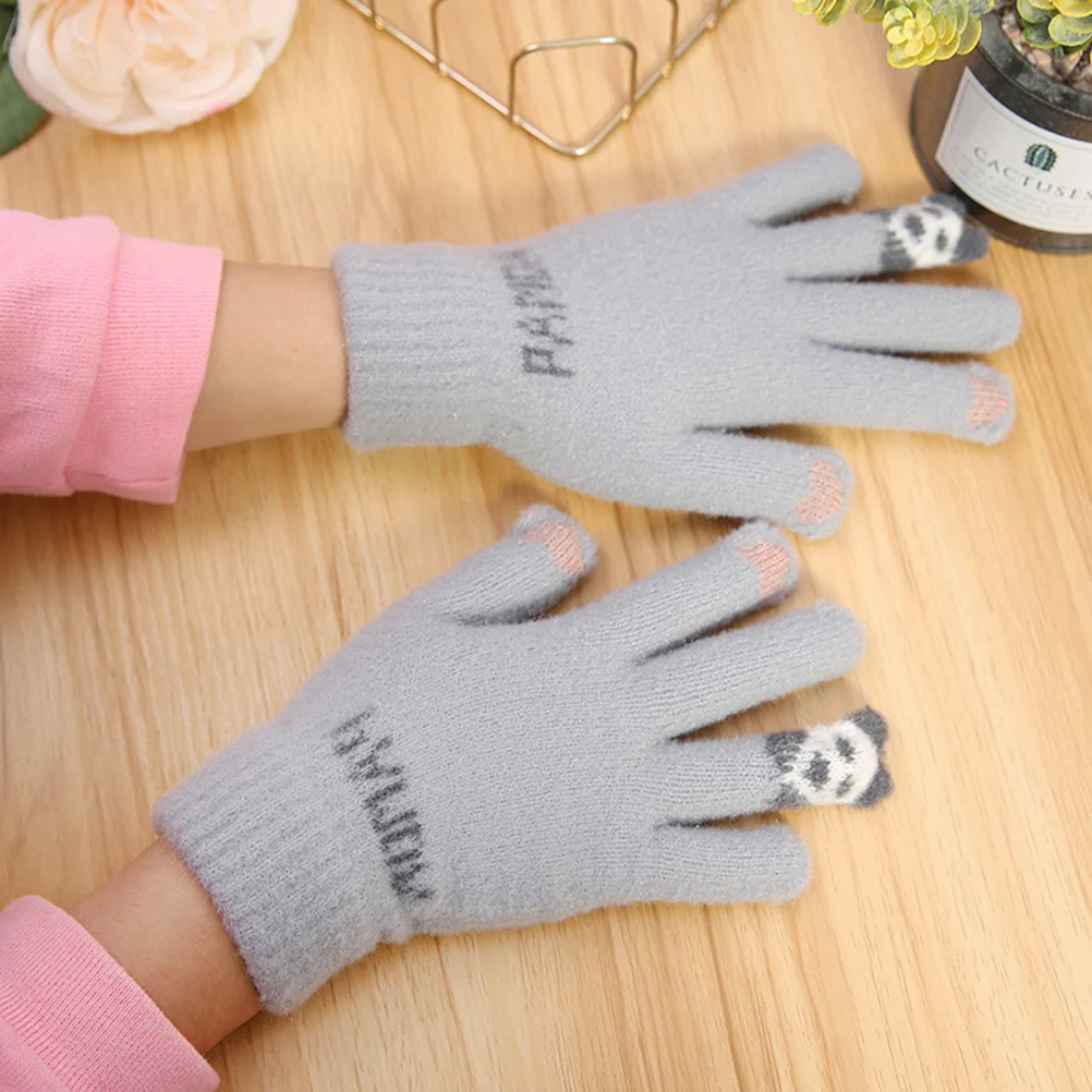 

1Pair Screen Gloves for Women Knitted Winter Gloves Soft Comfortable Stretchy Fleece Lined Fashionable Outdoor Use