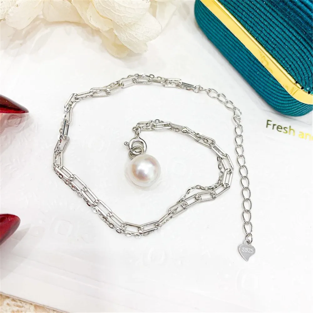 DIY Pearl Accessories S925 Pure Silver Bracelet Empty Holder Fashion Jade Bracelet Holder Fit 7-13mm Round Different Beads S076