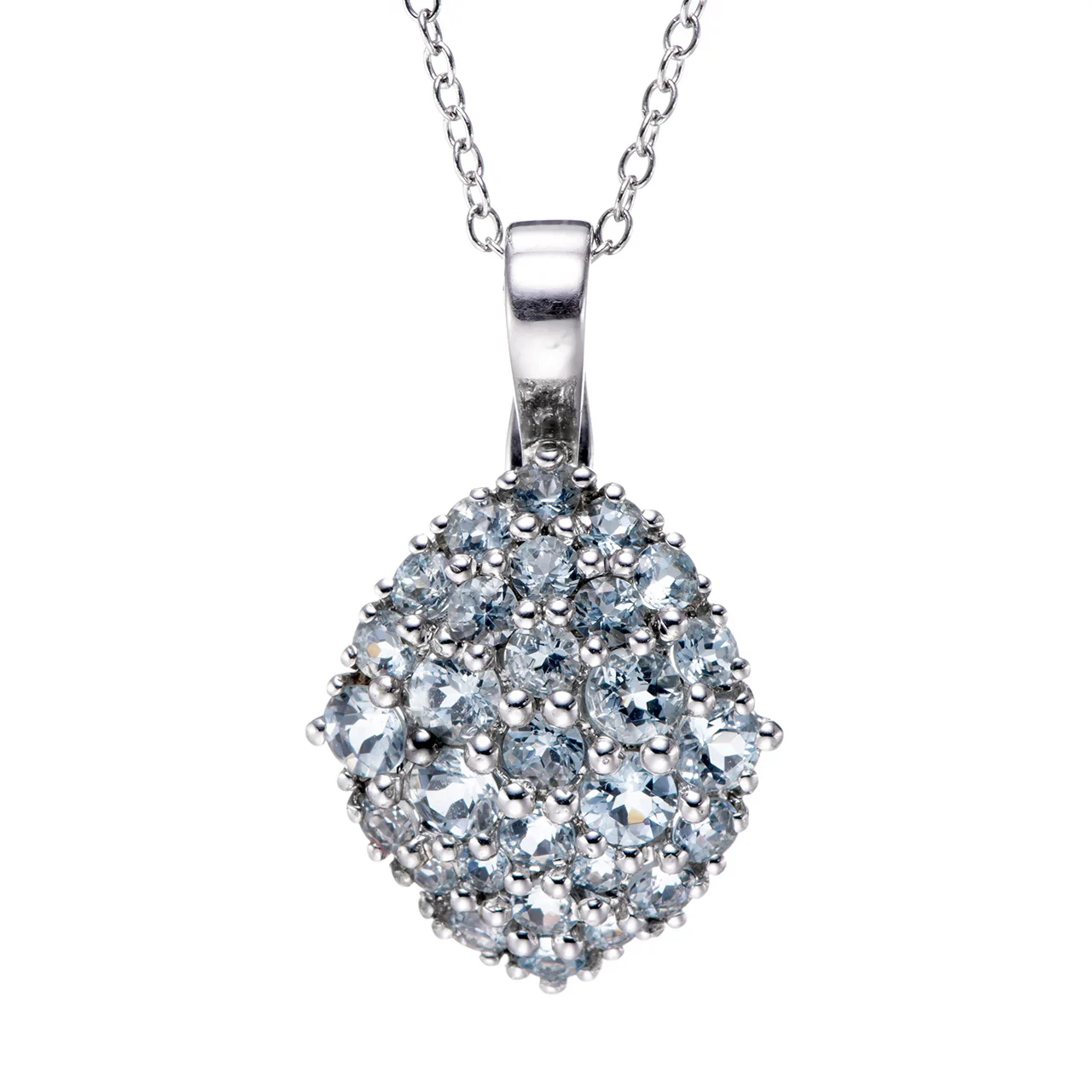 

Aquamarine Rhodium Over Sterling Silver Pendant with Chain