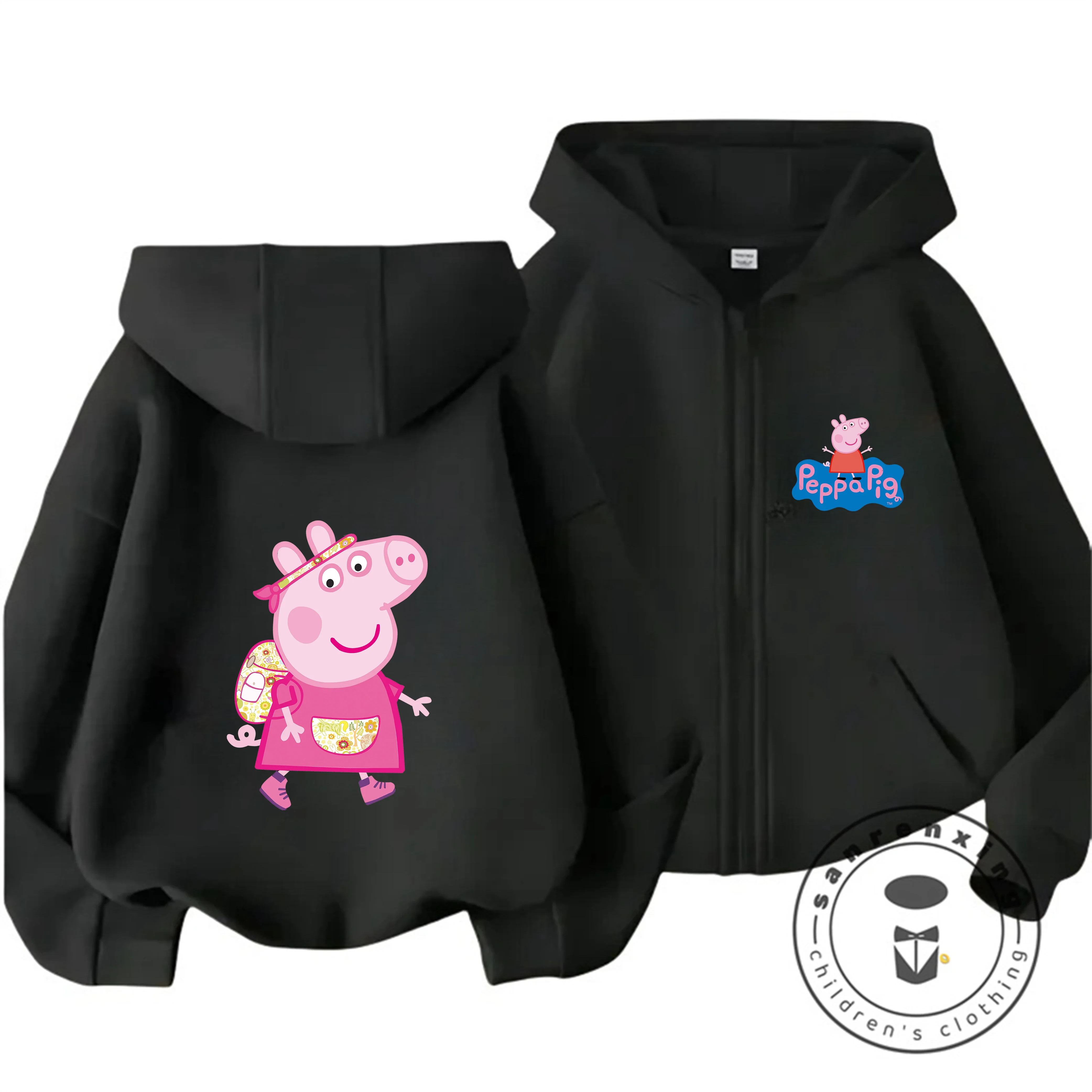 

Autumn Winter Warm Zipper Hoodie Cute Cartoon Print Casual Outdoor Street Fashion Kids Wear Peppa Pig 3 14