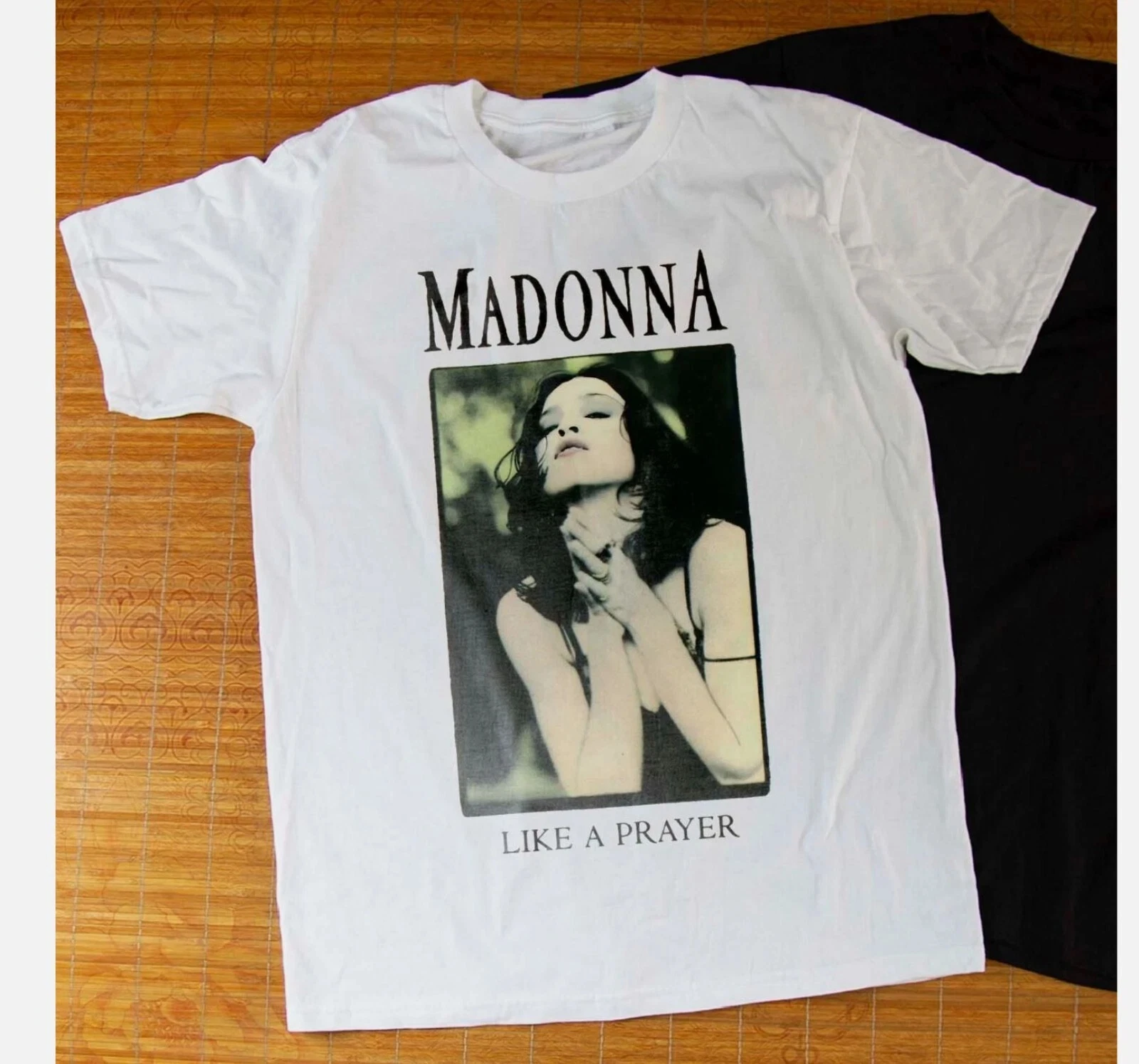 Madonna Like A Prayer Song Musik Schwarzes T-Shirt Herren Damen Sommer Grafik Kurzarmshirt Unisex Casual Rundhals Baumwoll-T-Shirt