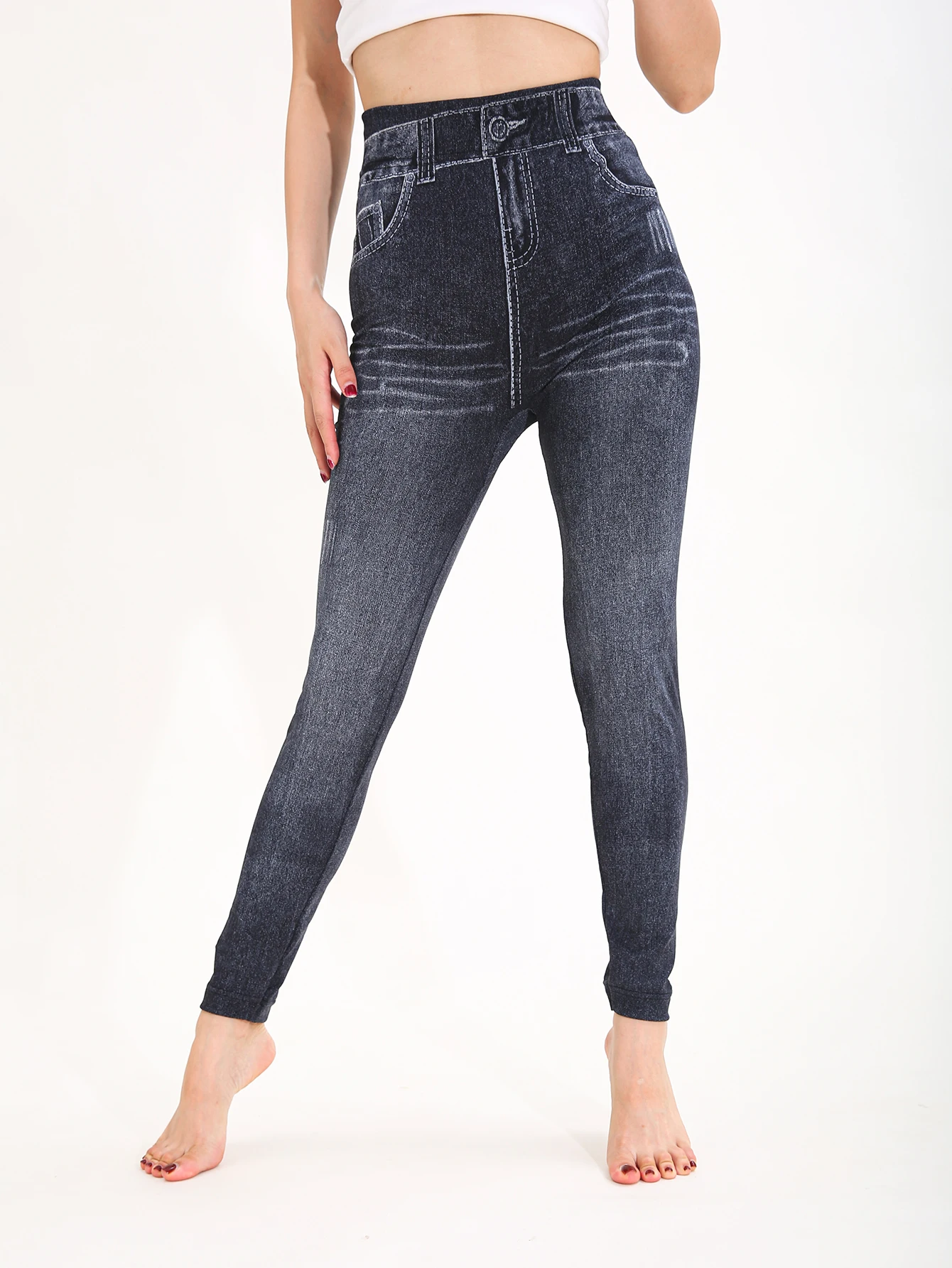 

Осень-зима, 1 упаковка, женские черные ковбойские сексуальные узкие леггинсы с имитацией девяти центов, повседневные спортивные элегантные брюки для фитнеса и йоги