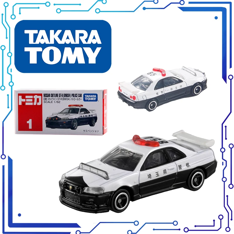 10CM Takara Tomica 64/1 Nissan Skyline Police Car GT-R Alloy Car  Toy Vehicle Diecast Metal Model Children Present Original Kid