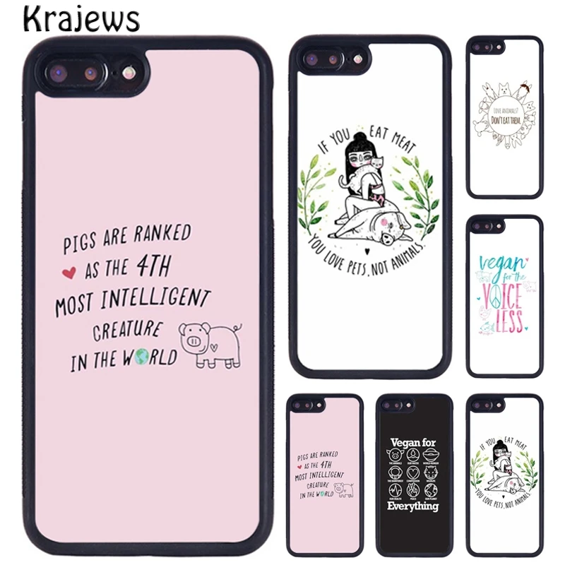 Krajews Vegetarian Quotes VEGAN FOOD LOVE VEGGIE Phone Cases For iPhone 16 15 14 plus 11 12 mini 13 Pro XR XS Max coque