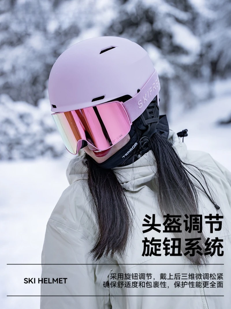 Casco de esquí, protección ocular, juego completo integrado para hombre, seguridad protectora profesional para mujer, gorro de tabla individual y doble