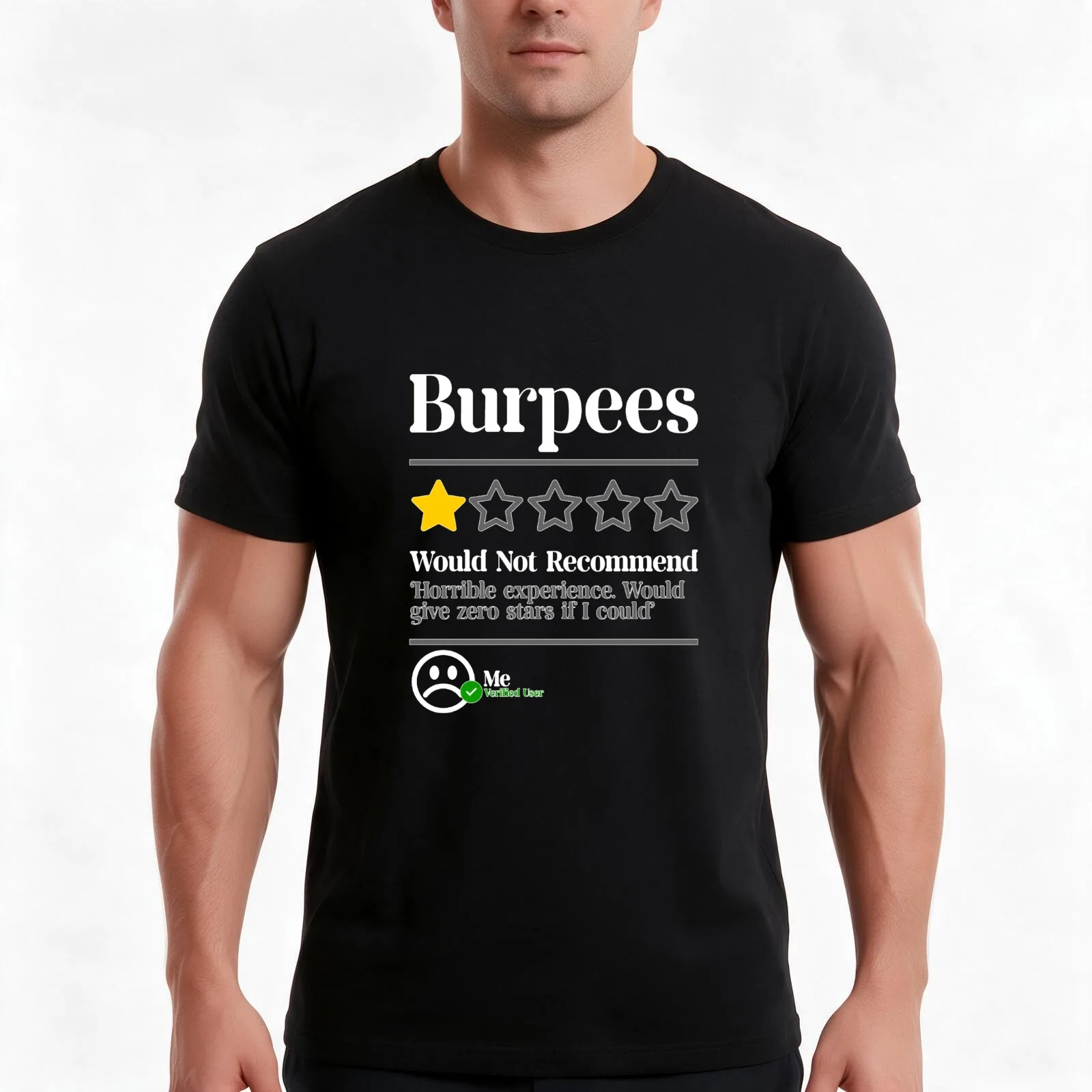 Burpees Do Not Recommend 1 Star Rating Funny Gym Workout NL T-Shirt, Summer Casual Cotton Tee, Oversized Streetwear Tops