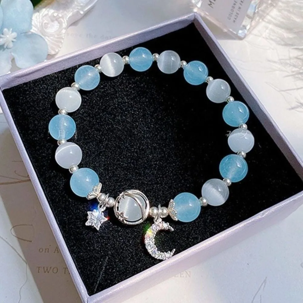 Butterfly Star Moon Flower Pendant Glazed Bracelet with Colorful Beads Beauty Accessory Bead Chain Jewelry Gift Lucky Bracelet