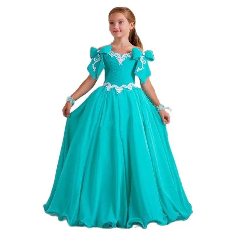 Chiffon Flower Gilr Dresses Square Necklien Natural Waist A Line Kids Dresses New Flower Girls' Dresses