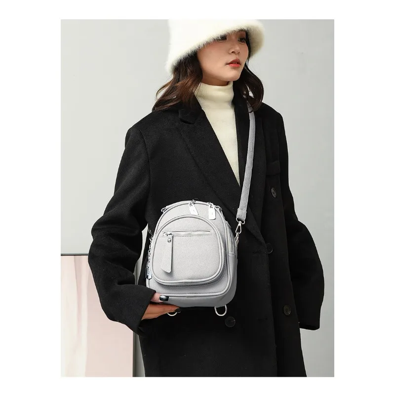 1 قطعة حقيبة كروس صغيرة أنيقة من جلد البولي يوريثان حقيبة ركاب متعددة الألوان بلون سادة حقيبة ظهر متعددة الاستخدامات للتنقل #4