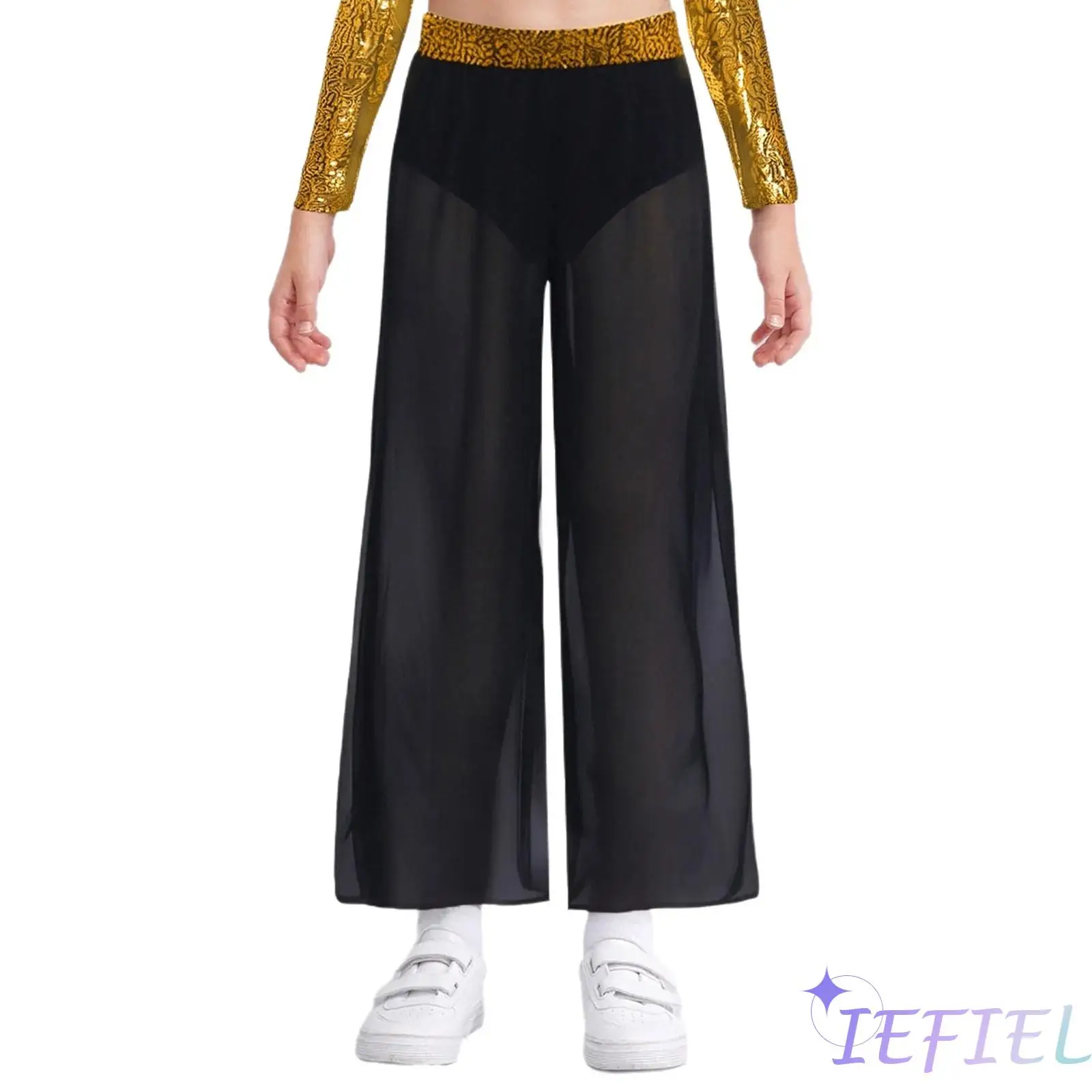 

Women Radiant Jazz Latin Dance Performance Wear with All Over Shine And Adjustable Fit Complete Dance Pants for Various Styles