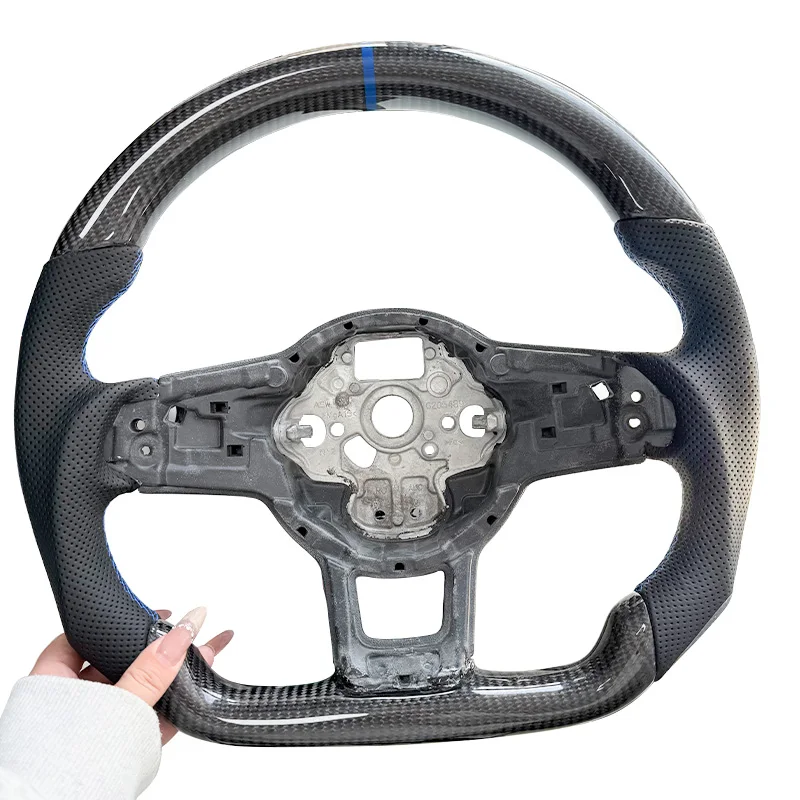 Geschikt voor Volkswagen Golf 7 7.5 GTI GTD GTE R 2013-2020 Blauw Pure Carbon Fiber Stuurwiel Upgrade Accessoires - afbeelding 2