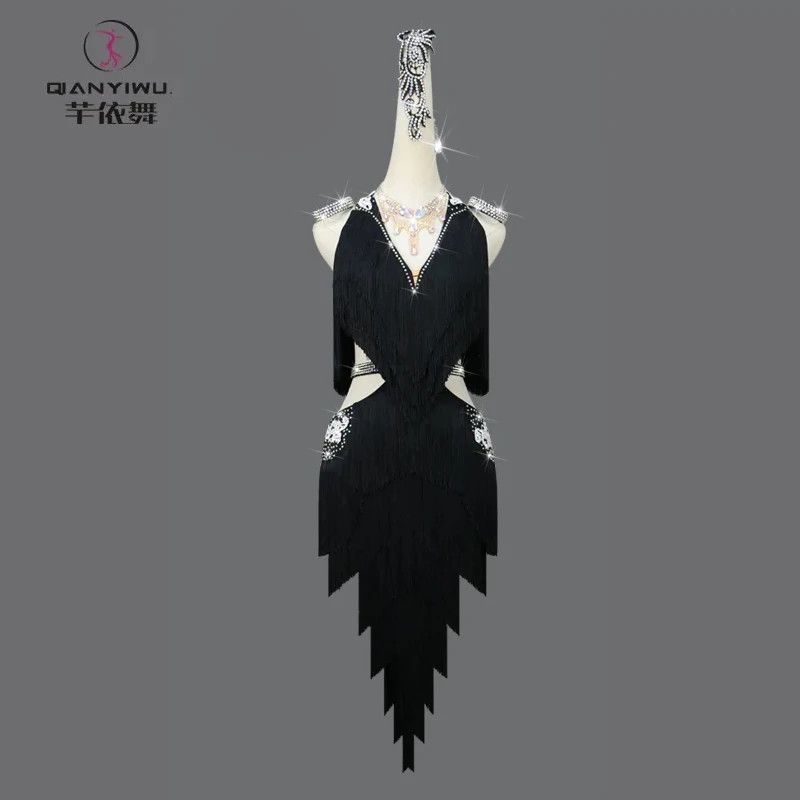 

2024 Latin Dance Clothes Stage Costume Dress for Girl Tassel Skirt Women Outfit Prom Competition Sport Party Dancewear Line Suit