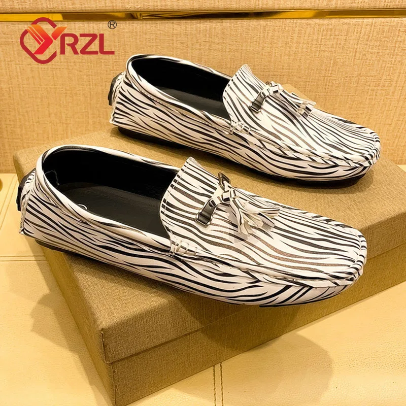 

YRZL Men Shoes Casual Luxury Driving Mens Loafers Moccasins Italian Breathable Slip on Male Boat Shoes Plus Size Man Loafers
