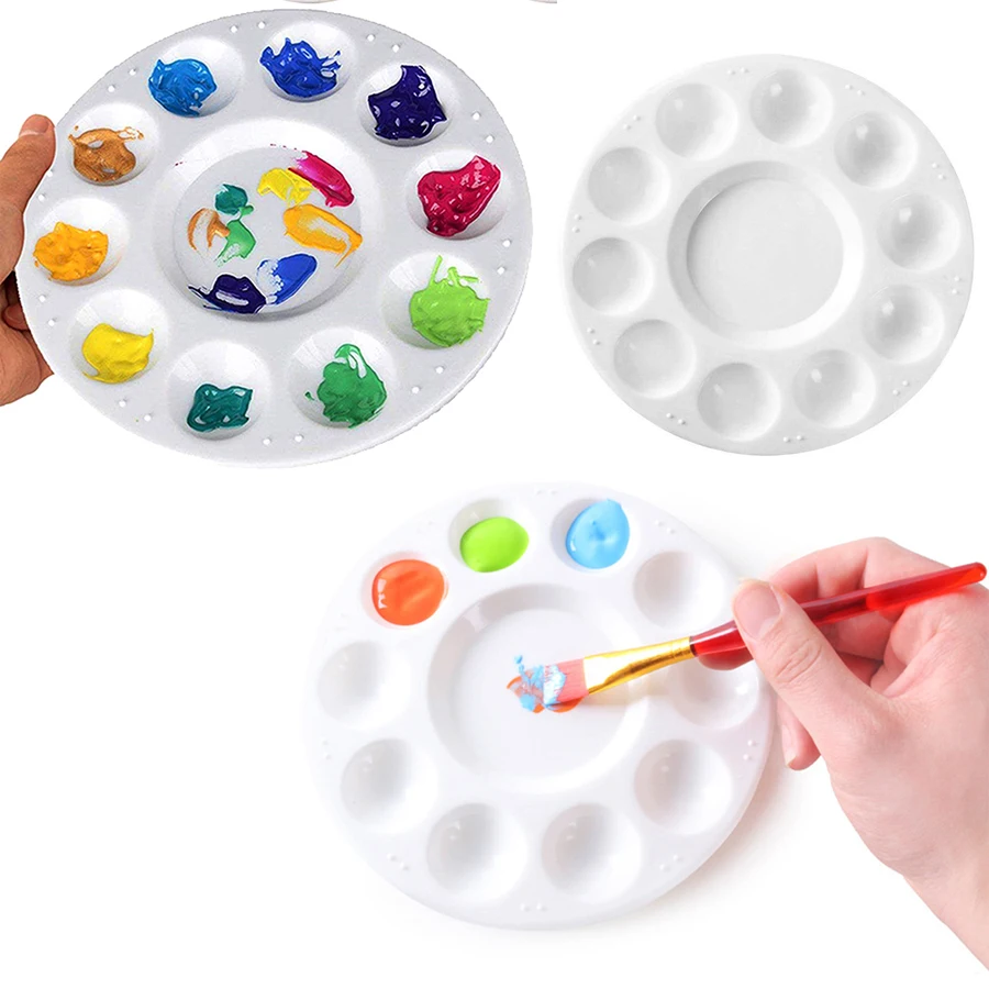 Watercolor Palette Plastic Artistic Paint Tray 10 Compartments Art Tools Accessories Student Supplie