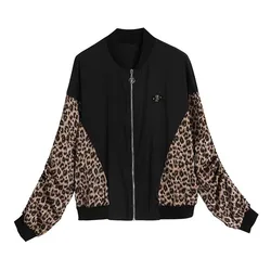 Leopard Print Baseball Uniform Women's Casual Jacket 2024 New Spring Sutumn Loose Coat Top Long-Sleeved Jackets Fashion Outwear