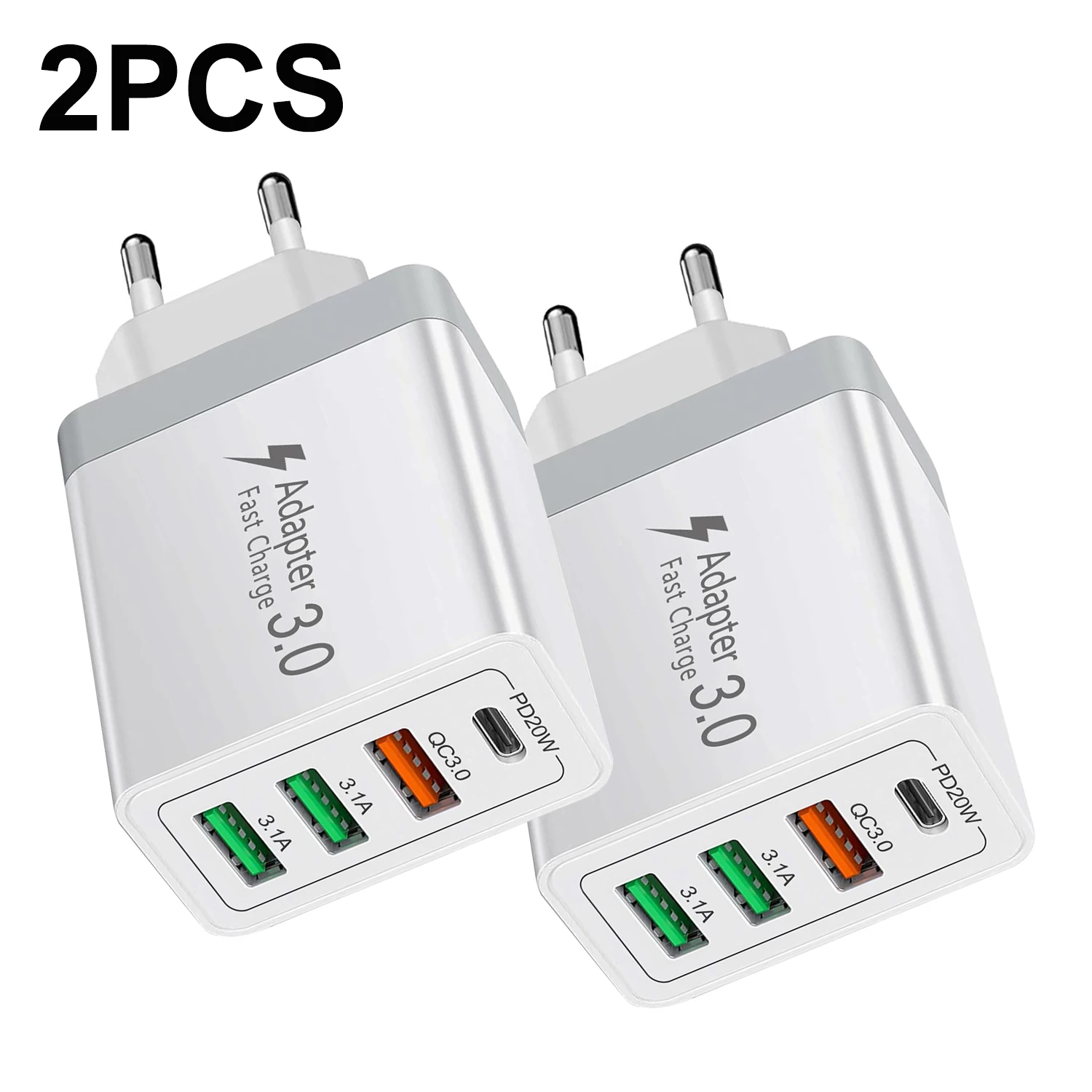 2Pack Eu Plug Usb C…