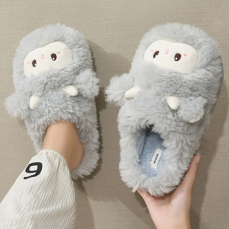 

New winter cotton slippers women's indoor home warm fluffy shoes comfortable slippers thick-soled non-slip shoes