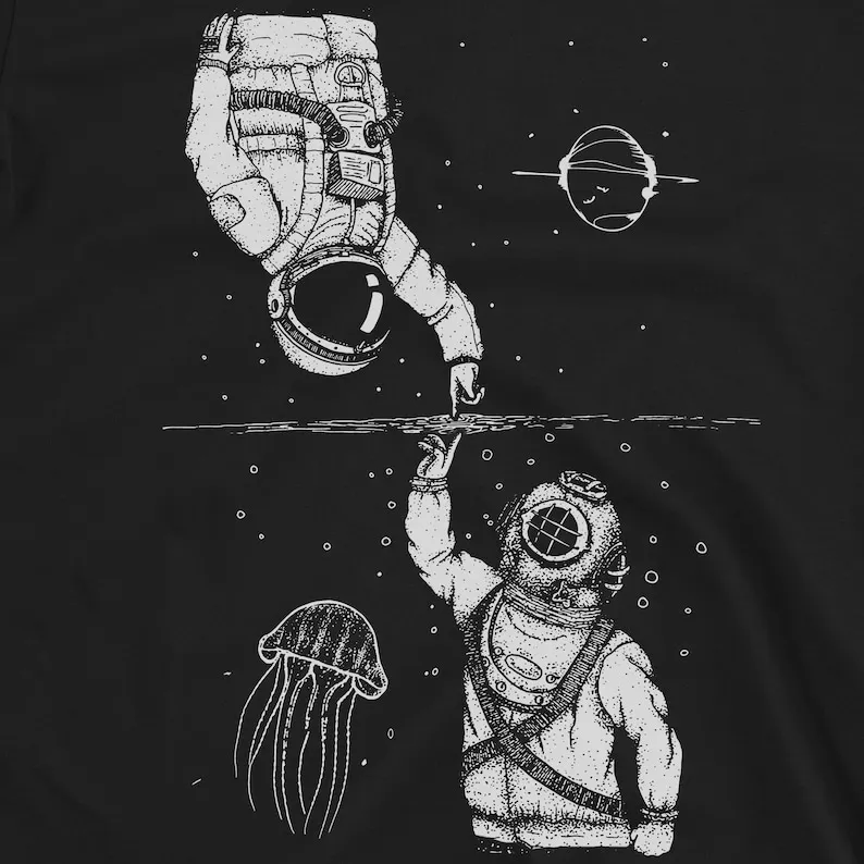 

Astronaut And Deep Sea Diver T-Shirt 100% Cotton