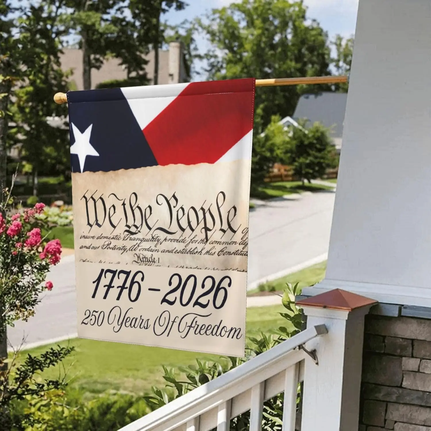 1776 2026 أعلام أمريكا 250 الذكرى الولايات المتحدة الأمريكية باتريوت العلم 12x18 لافتة مزدوجة الجانب لا سارية العلم CCL #5