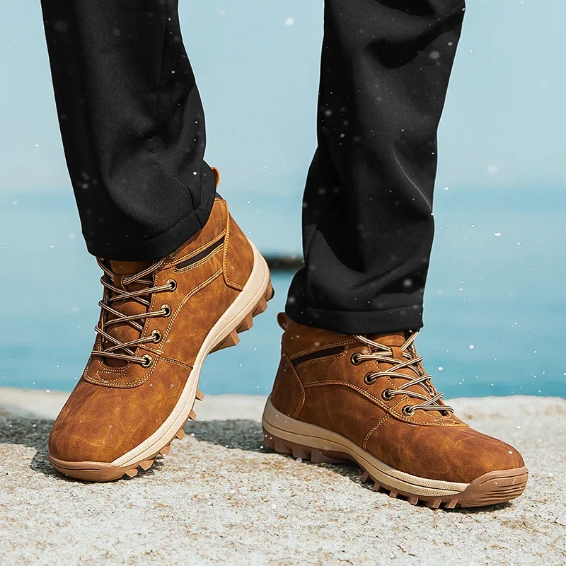 

New Casual Men's Ankle Boots Snow Boots Large Size Winter Autumn Fashion Men's Motorcycle Boots High Top Outdoor Walking Warm