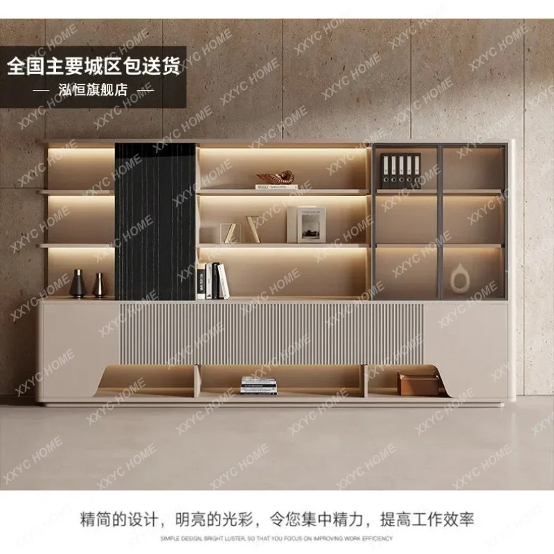 XX light luxury boss office wooden file data file cabinet storage bookcase sub-manager room background cabinet