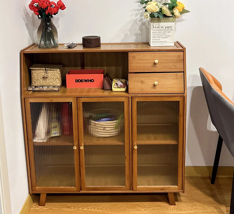dining room Bamboo solid wood kitchen cabinets furniture sideboard side table furniture living room alacena Display cabinet image 5