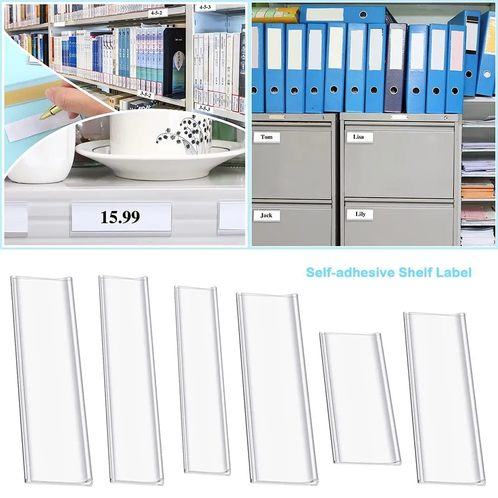 

10pcs Transparent Self-adhesive Shelf Label PVC Material Self-adhesive PVC Index Card Pockets Convenient Index Card Size
