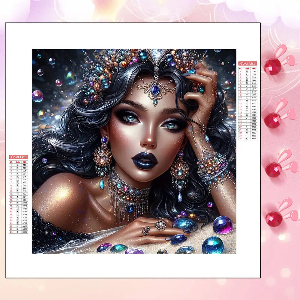 HUACAN Diamant-Malerei-Set für Frauen, Porträt, voll, quadratisch, rund, Diamant-Mosaik, handgefertigt, für Wohnzimmer, Kunsthandwerk