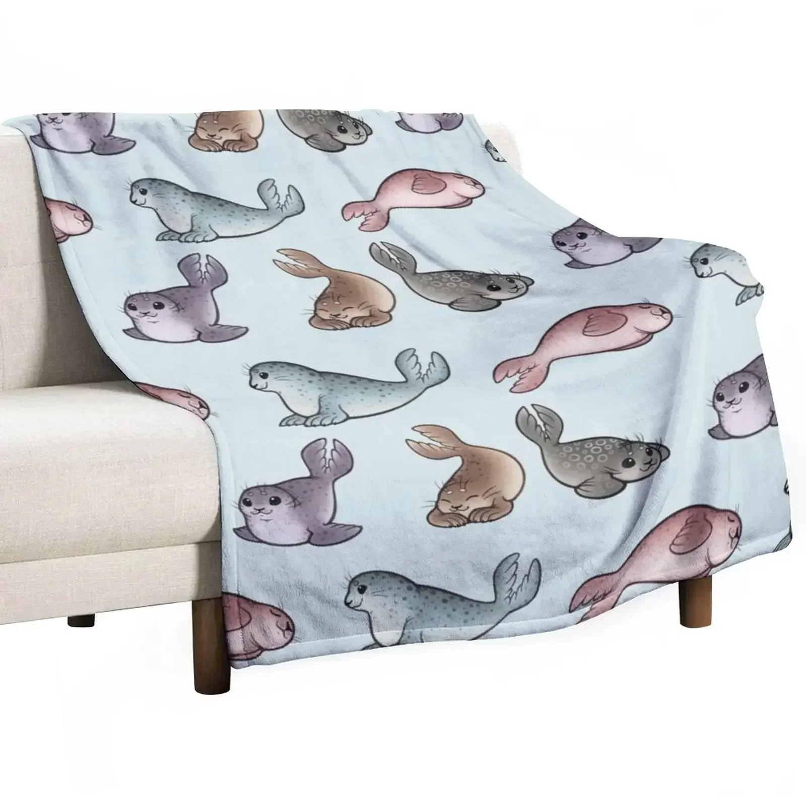 Little Seals Throw Blanket Summer Loose Luxury Thicken Weighted Furrys Blankets For Bed Blankets