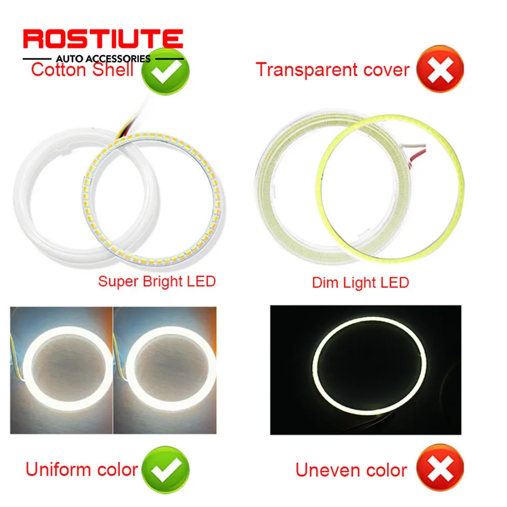 RGB Angel Eyes Halo Rings Cotton Lights 12-24V 60MM 70MM 80MM 90MM Motorcycle Car Scooter Motorcycle DRL Headlight APP Control