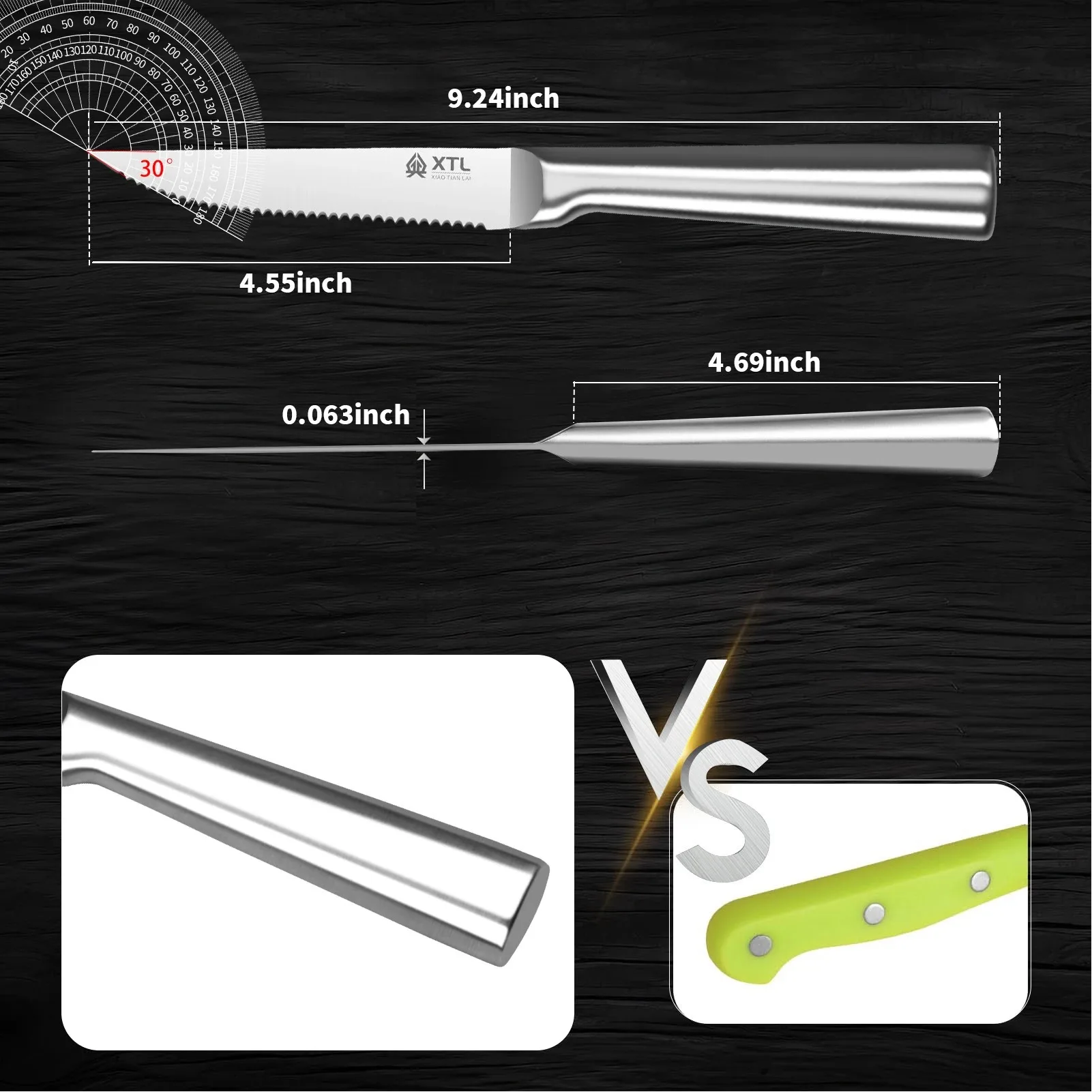 Stainless Steel Steak Knife Boning Fillet Knife Professional Chef's Kitchen Knife Meat Cleaver Beef Slicing Knife Steel Handle
