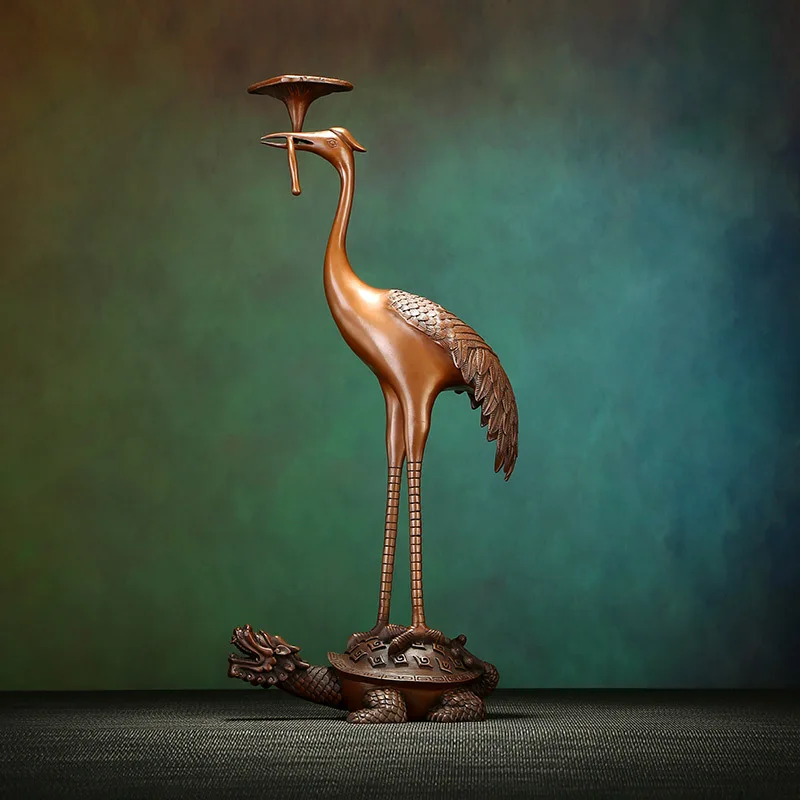 

Purple copper desktop floor ornament "Fairy Grass Turtle Crane" home decoration copper crafts living room and office decoration