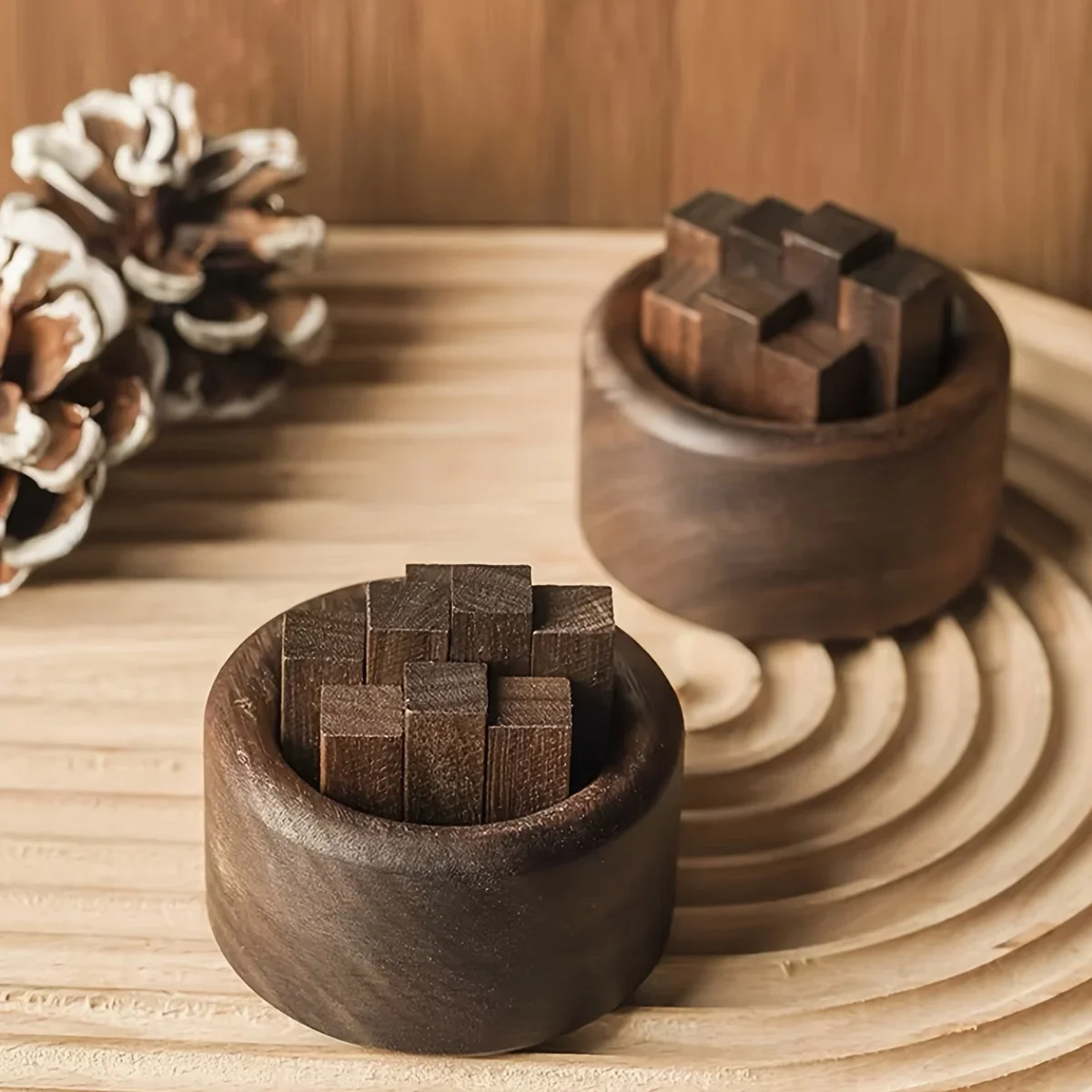 Natural Wood Aromatherapy Fireless Essential Oil Bottle Diffuser Fragrance Black Walnut Wood Pile Aromatherapy Container Perfume