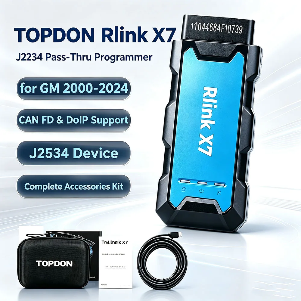 TOPDON Rlink X7J2534 for BMW Pass‑Thru Programmer CAN FD & DoIP Car Diagnostic Interface for GM 2000‑2024 ECU Reprogramming Tool