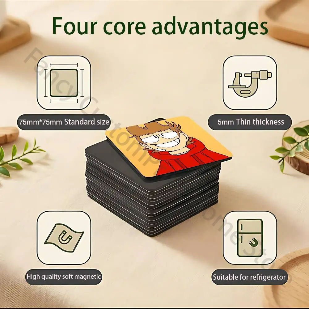 E-Eddsworlds-S TordTom Dimensions 75x75mm Best-Selling Strong Magnetic Fridge Magnets Adhesive to Metal Surfaces