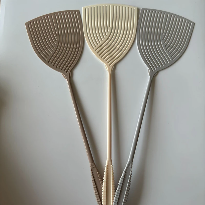 Assorted Color Striped Plastic Fly Swatters Long Handle Non-Slip Grip for Home Kitchen Outdoor Pest Control