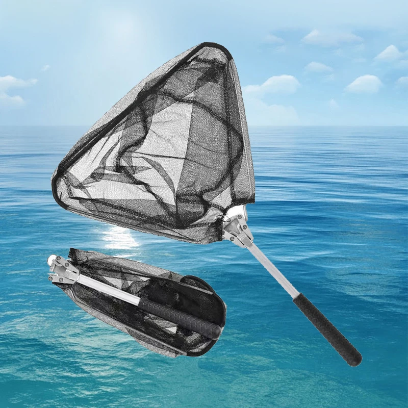 

New Folding Fishing Net Mesh Fish Landing Net Collapsible Foldable Pole Handle Fishing Enthusiasts Easy-To-Use